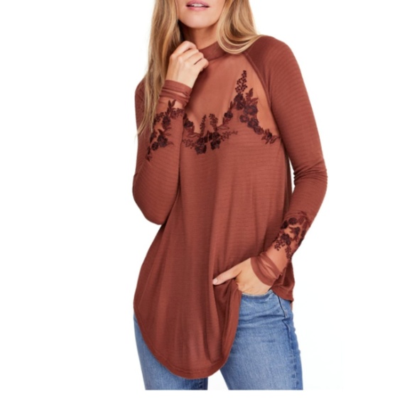 Free People Tops - NEW Free People Saheli Embroidered Mesh Top